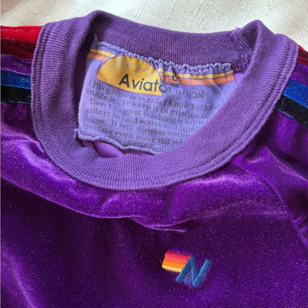 Aviator Nation Purple Classic Velvet Relaxed Sweatshirt size 8 - Picture 3 of 3